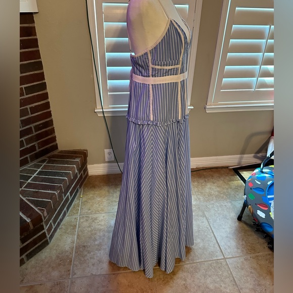 FAME AND PARTNERS MORROW STRIPE CORSET GOWN IN PALE BLUE/ WHITE STRIPE - Picture 3 of 5